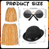 JcHrmers 4 Pcs Pet Halloween Costume Include Derby Hat,Luau Hula Skirts and Round Sunglasses for Halloween Funny Dog Pet Costume Cosplay