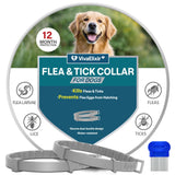 Flea Collars for Dogs, Dog Flea & Tick Control Flea Collar 12 Months Protection, Waterproof Dog Flea Collar, Flea Prevention for Dogs with Comb and Prevention Treatment Drop, 2Pack