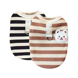2PCS Striped Dog T-Shirt with D-Ring – Soft Waffle Fabric Pet Tee with Cute Bear Patch, Breathable & Lightweight Dog Outfit for Small & Medium Dogs – Stylish Everyday Wear(2PCS A,S)