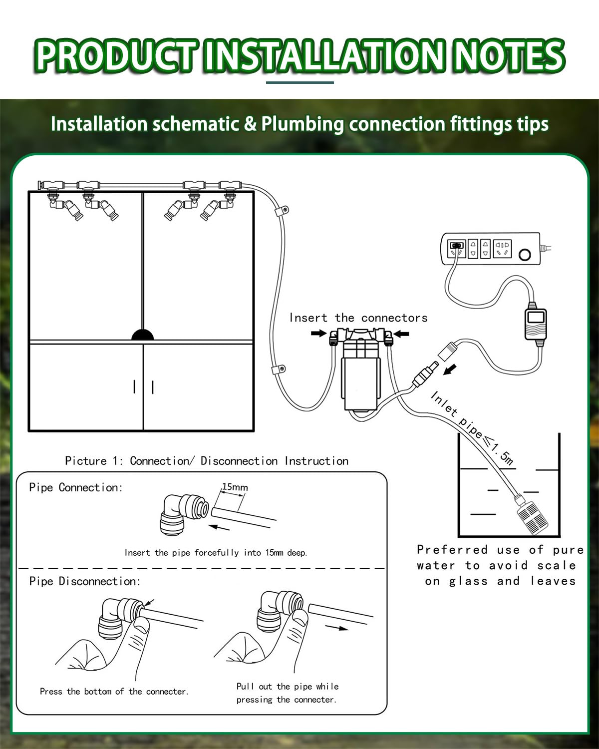 Automatic Reptile Mister System, Misting System with Timer, Reptile Humidifiers Quiet Pump Expandable to 10 Fine Mist Nozzles, Terrarium Mister with Programmable Timer Accurate to The Second