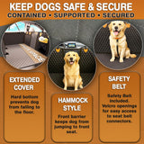 Back Seat Extender for Dogs – Hard Bottom Car Seat Cover for Dogs, Waterproof Rear Seat Protector with Mesh Window & Side Flaps, Fits Cars, SUVs, Trucks, Extra Space & Comfort