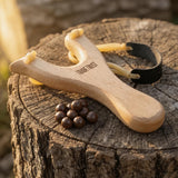 TRADETRUST Slingshots for Adults, Durable Wooden Slingshot with 100 Dissolvable Clay Balls for Outdoor, Funny Christmas Birthday Gift for Men and Women