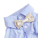 Striped Dog Shirt Breathable Casual Short Sleeve Puppy Clothes with Bow for Spring Fall (L)