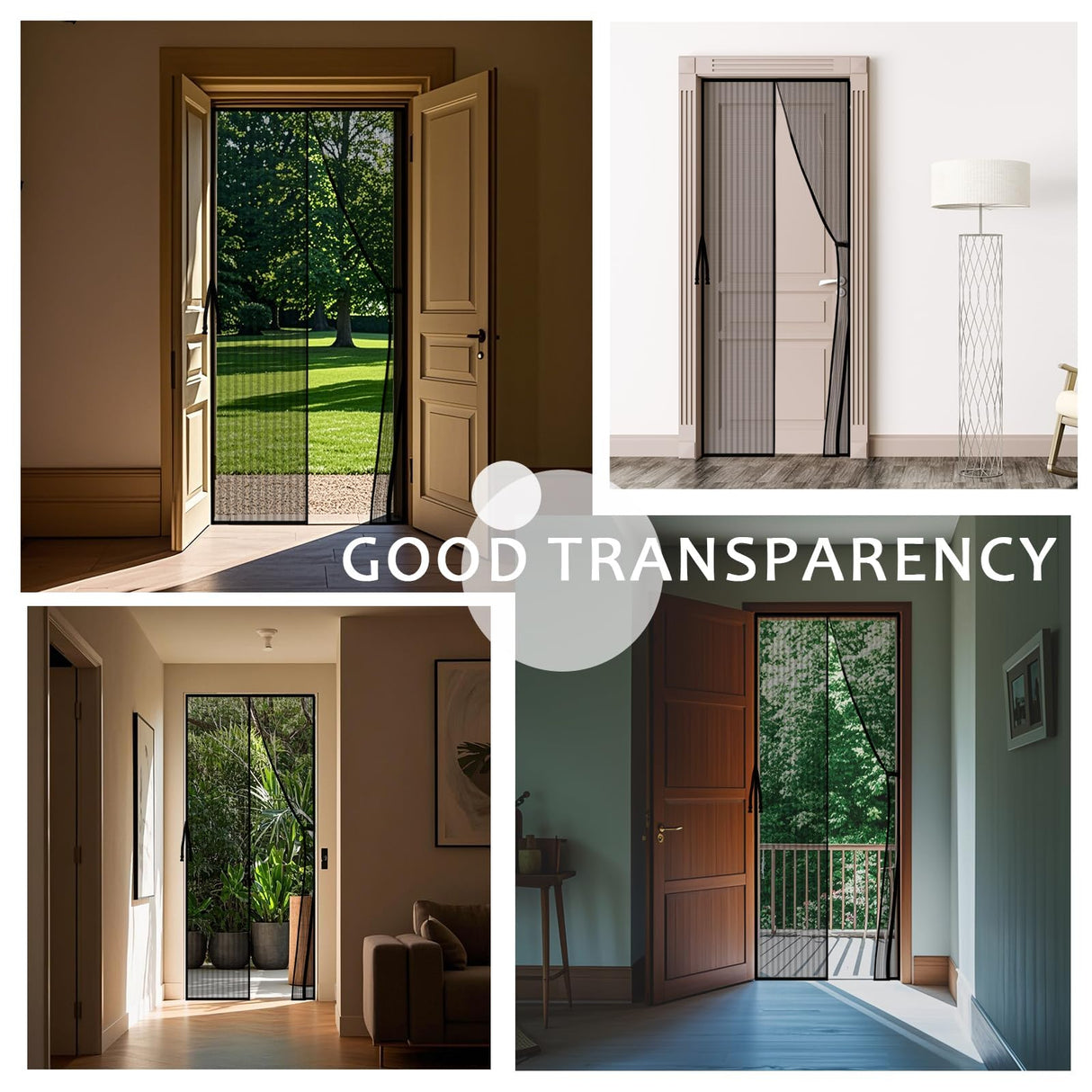 YRH Magnetic Screen Door with Stay Open Buckles - Door Curtains Heavy Duty Self-Sealing Mesh,Powerful Magnets (Fit for Door Size:36x82 Inch,Screen Itself Size:38x83 Inch, Black)