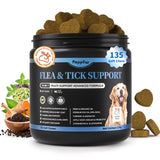 POPPAW Dog Flea and Tick Treatment Chewable, 5-in-1 Natural Flea and Tick Prevention Chews, Dog Oral Flea and Tick Support Supplement, for All Breeds and Ages, Chicken Flavor, 135 Count