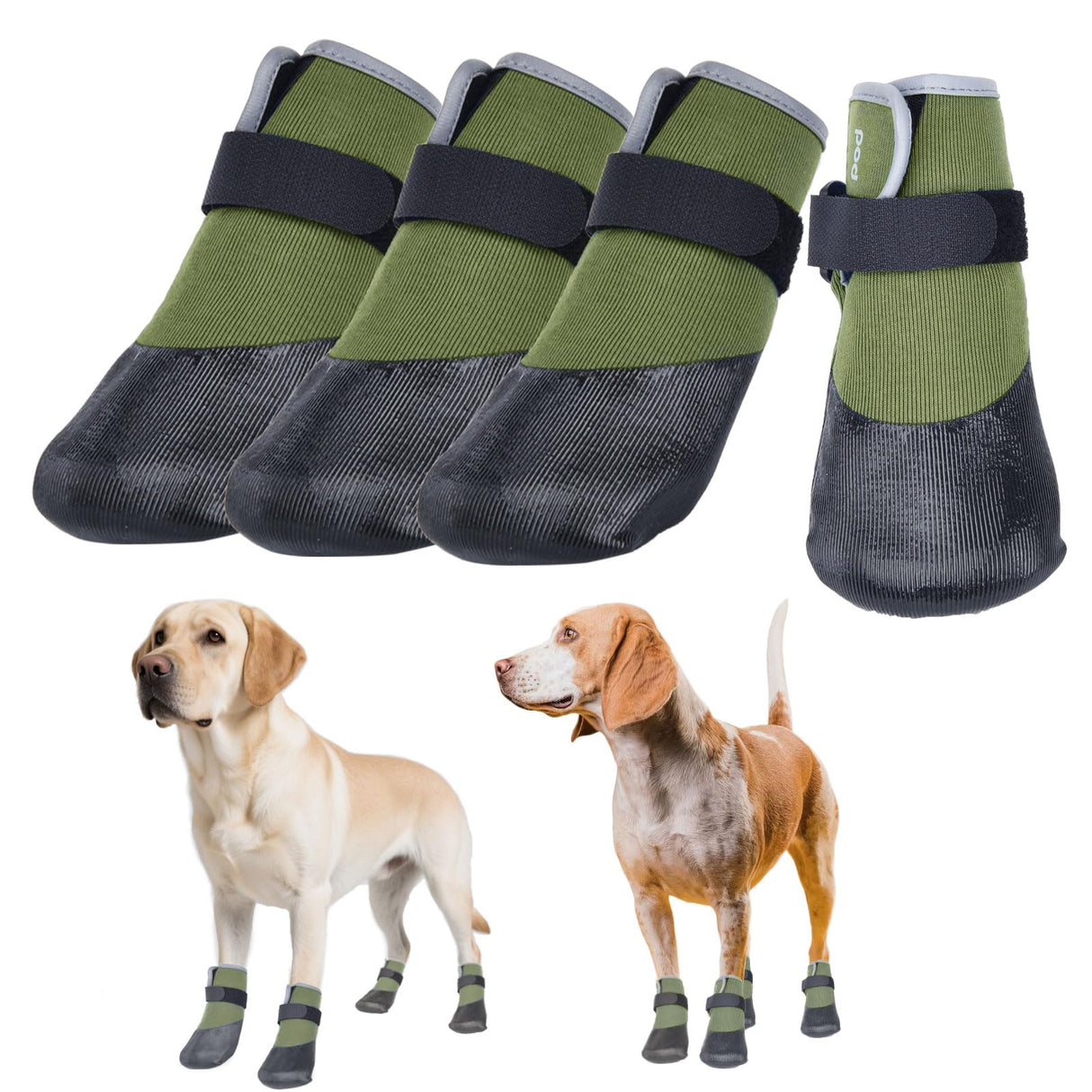 SJJH Dog Shoes Lightweight Dog Boots-Breathable Knitted Paw Protector with Adjustable Strap for Hot Pavement, Rain Walking, Hardwood Floors Anti Slip Reduce Noise, Prevent Licking Paws(Green,M)