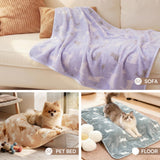 Luciphia 1 Pack 3 Blankets, Cute Cat Printed Fluffy Fleece Pet Blanket for Dogs Cats Washable, Warm Soft Throw Cover for Crate Couch, Gifts Puppy Essentials, Purple/Grey/Khaki, Medium (30x20 inch)