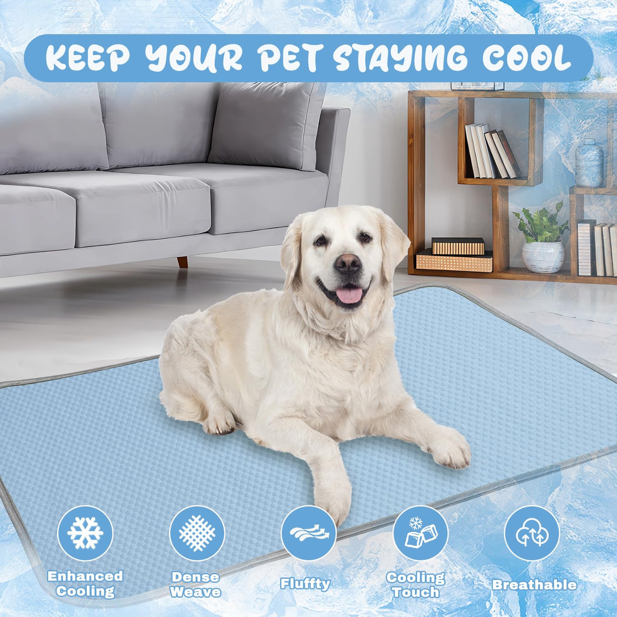 Buvlnee Summer Dog Cooling Mat Washable Ice Silk Self Cool Pad for Small Medium Large Dogs and Cats, Pet Sleeping Pad for Crate, Bed, Indoor & Outdoor Floor, Car Seats