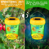 6 Pack Wasp Traps Outdoor Hanging Fly Traps with UV LED Light Solar Powered Hornet Trap Non-Toxic Reusable Hornet Traps Wasp Killer for Indoor Outdoor Patio Garden Home (Green)