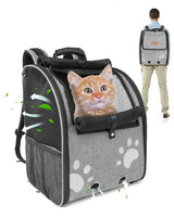 MOYSOON Cat Carrier Backpacks for Kitty Small Dog up to 15 lbs, Lightweight and Foldable Dog Backpack Carrier with Breathable mesh for Travel, Walking, Hiking, Camping and Vet (Grey)