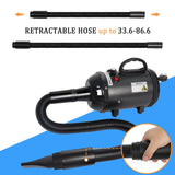 Hoqqf Dog Dryer for Large Dogs 5.2HP 3800W High Velocity Pet Hair Dryers with Heater for Grooming, Spind Temperature Adjustable Pet Dryer Machine with 4 Nozzles (Black)