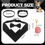 FunMular 3Pcs Formal Dog Tuxedo Accessories Set Adjustable Wedding Collar Bandana with Bow Tie Pet Top Hat for Large X-Large Dogs New Years Wedding Birthday Party