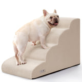 Airpanda Dog Steps for Bed, 4 Step Pet Stairs for Small and Medium Dogs, Non-Slip Dog Ramp with Washable Cover, High-Density Support Foam for Easy Climbing,Beige