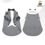 Queenmore Dog Tuxedo, Formal Outfit for Wedding & Halloween - Pet Tuxedo with Tie for Large, Medium & Small Dogs, Puppy & Cats (Grey, S)