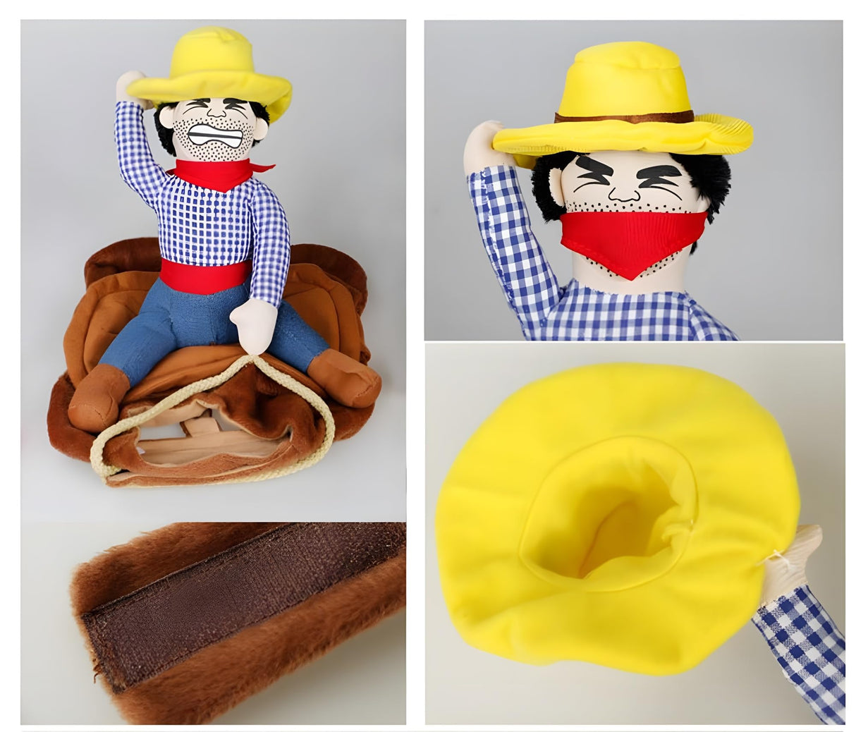 DELIFUR Dog Halloween Costume Funny Dog Cowboy Riding Costume Pet Costume Cat Suit Cowboy Rider Style for Small Medium Large Dogs (Cowboy, Medium)