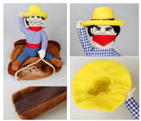 DELIFUR Dog Halloween Costume Funny Dog Cowboy Riding Costume Pet Costume Cat Suit Cowboy Rider Style for Small Medium Large Dogs (Cowboy, Medium)