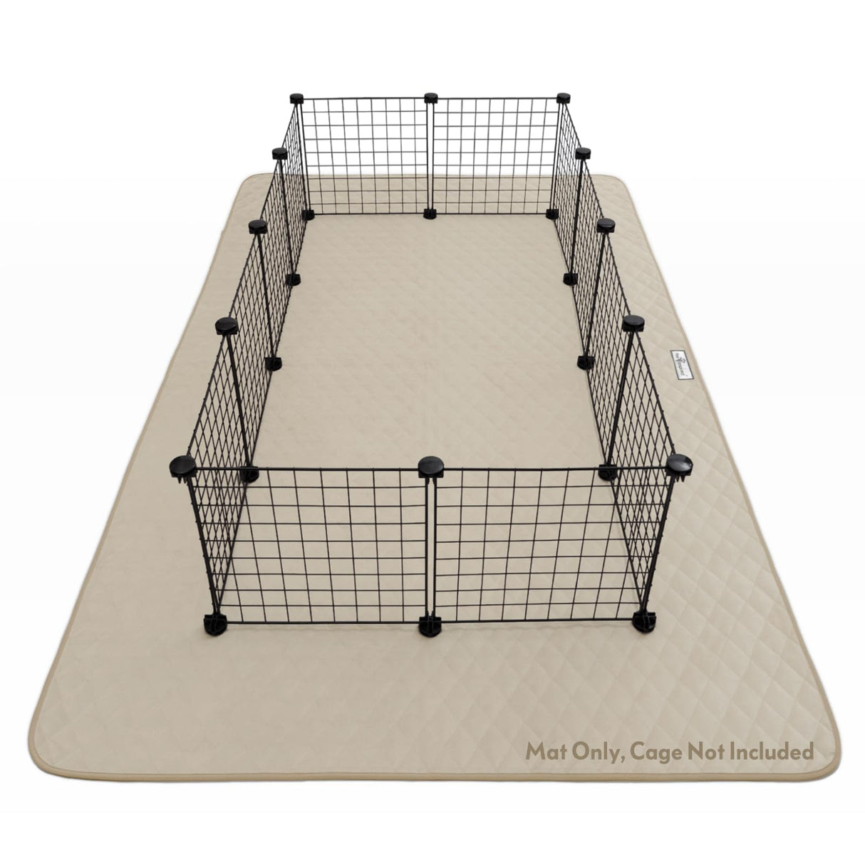 Paw Inspired Playpen Mat, Super Absorbent Fleece Cage Liner with Non-Slip Bottom, Waterproof Pet Play Pen Pad for Dogs, Rabbits, Guinea Pigs, Hamsters, Small Animals (Tan, 80x50 Inch Rectangular)