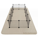Paw Inspired Playpen Mat, Super Absorbent Fleece Cage Liner with Non-Slip Bottom, Waterproof Pet Play Pen Pad for Dogs, Rabbits, Guinea Pigs, Hamsters, Small Animals (Tan, 80x50 Inch Rectangular)