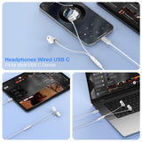 Wired Earbuds for iPhone 17e/17/17 Pro/17 Pro Max/16e/16/16 Plus/16 Pro Max/15 Plus/15 Pro/15 ProMax Ear Buds USB C Wired Headphones Type C Earphone with Microphone, Volume Control, Noise Canceling