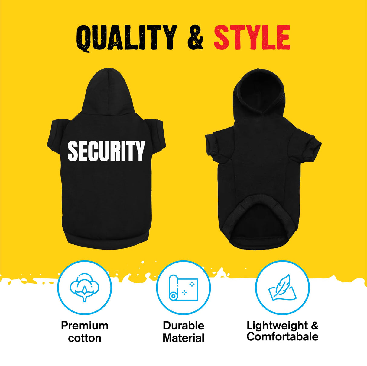 Glow in The Dark Dog Security Sweatshirt - Stretchy Cotton Tank Top Hoodie for Dogs - Premium Breathable Sleeveless Dog Sweaters with Fluorescent Printing