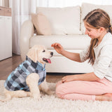 Pedgot 6 Pieces Warm Fleece Vest With Leash Ring - Dog Sweatshirt Winter Pet Clothes Plaid Pullover for Puppy Small Dogs Cat, Large