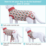 Comwish Small Recovery Suit for Dogs, Dog Recovery Suit Male Female Post Spay, Neuter, Abdominal Surgery Recovery Suit with an Inner Layer Pocket, Prevent Licking Soft Breathable Cotton (Red Heart)