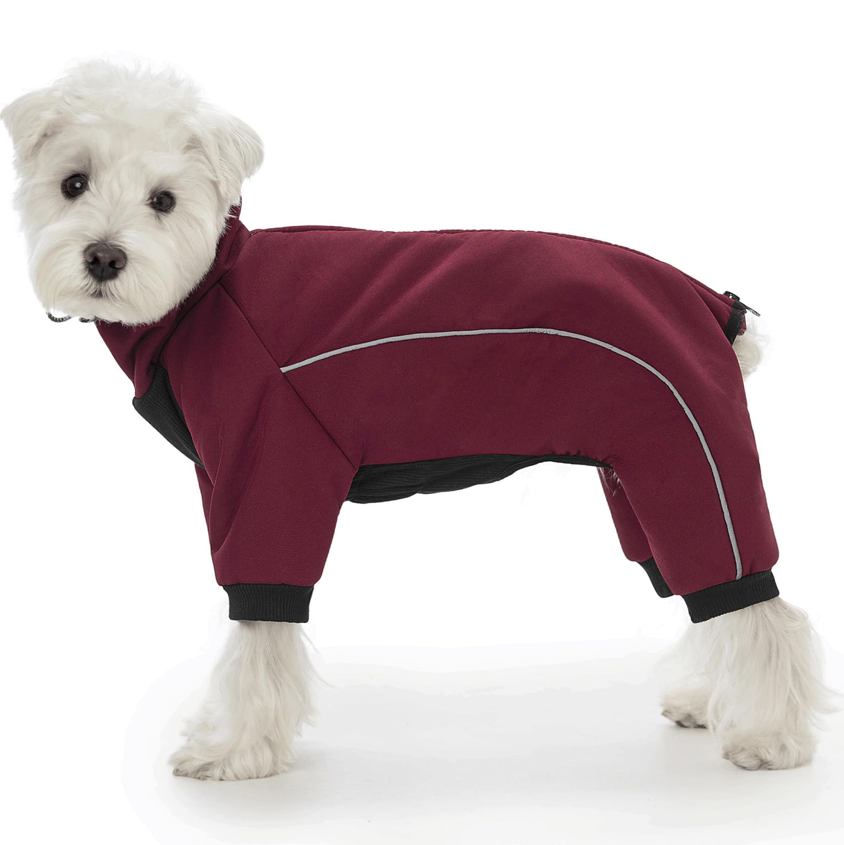 Four Leged Dog Winter Coat, Fullbody Warm Fleece Dog Jacket, Reflective Puppy Cold Weather Coats with Leash Hole & Drawstring, Back Zipper Water-Resistant Doggie Winter Clothes