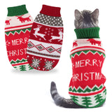 BWOGUE 2 Packs Cat Christmas Sweater Christmas Dog Sweaters Pet Cat Winter Knitwear Warm Clothes Pet Reindeer Snowflake Pet Sweaters for Kittys and Small Dogs