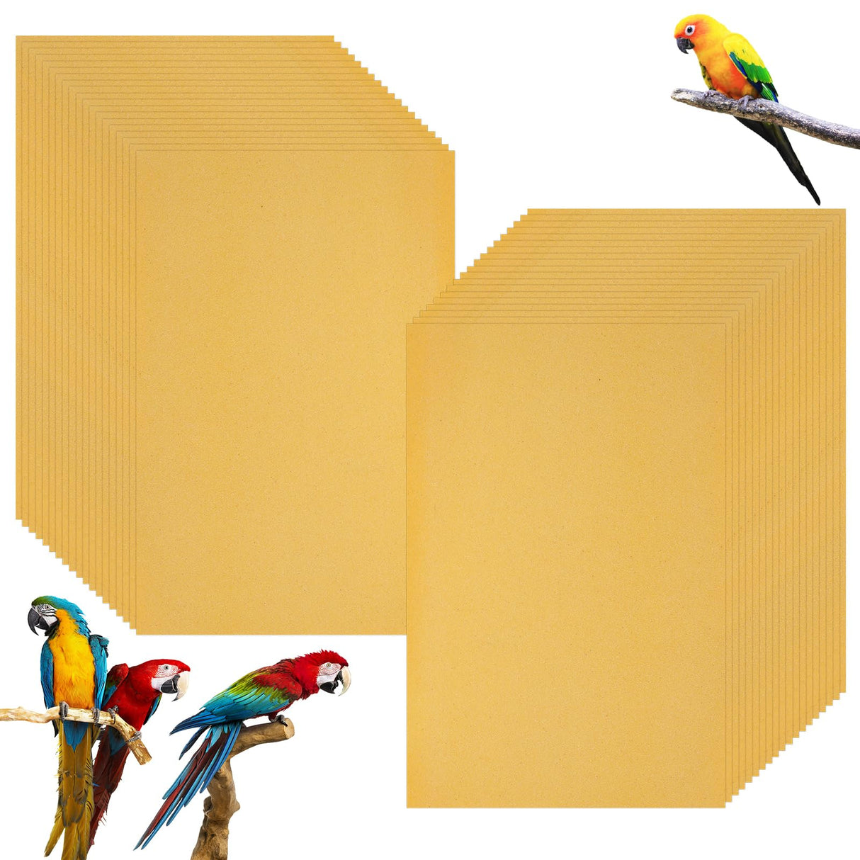 MUXHEL 50 Pcs Gravel Liner Paper for Bird Cage, 11" x 17" Bird Cage Liner, Easy Clean Pet Grinding Sandpaper for Bird Cage