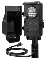 DEWENWILS Outdoor Digital Power Strip Timer, Outdoor Multi Socket Timer, Waterproof 6 Outlet Garden Power Stake, 6ft Cord, for Garden, Halloween/Christmas Decoration Lights, 15A Heavy Duty