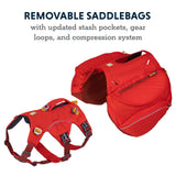 Ruffwear, Palisades Dog Backpack, Multi-Day Pack with Removable Saddlebags & 2x1L Hydration Bladders, Cross-Load Compression, Breathable Adjustable Harness, Reflective Trim, Red Sumac, Small