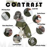 MAMORE Dog Raincoat Hooded Rain Jacket for Small Medium Large Dogs Slicker Poncho Bottom Waterproof Adjustable Reflective Breathable Leash Hole (Army Green, Large)