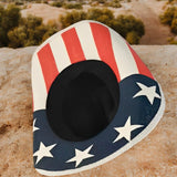 Generic Trump 2024 Western Cowboy Hat, American Flag Cowboy Hat for Men and Women, Wide Brim Straw Cowboy and Cowgirl Hat, Classic Outdoor Sunshade Cowboy Hats with Belt Buckle Multicolor