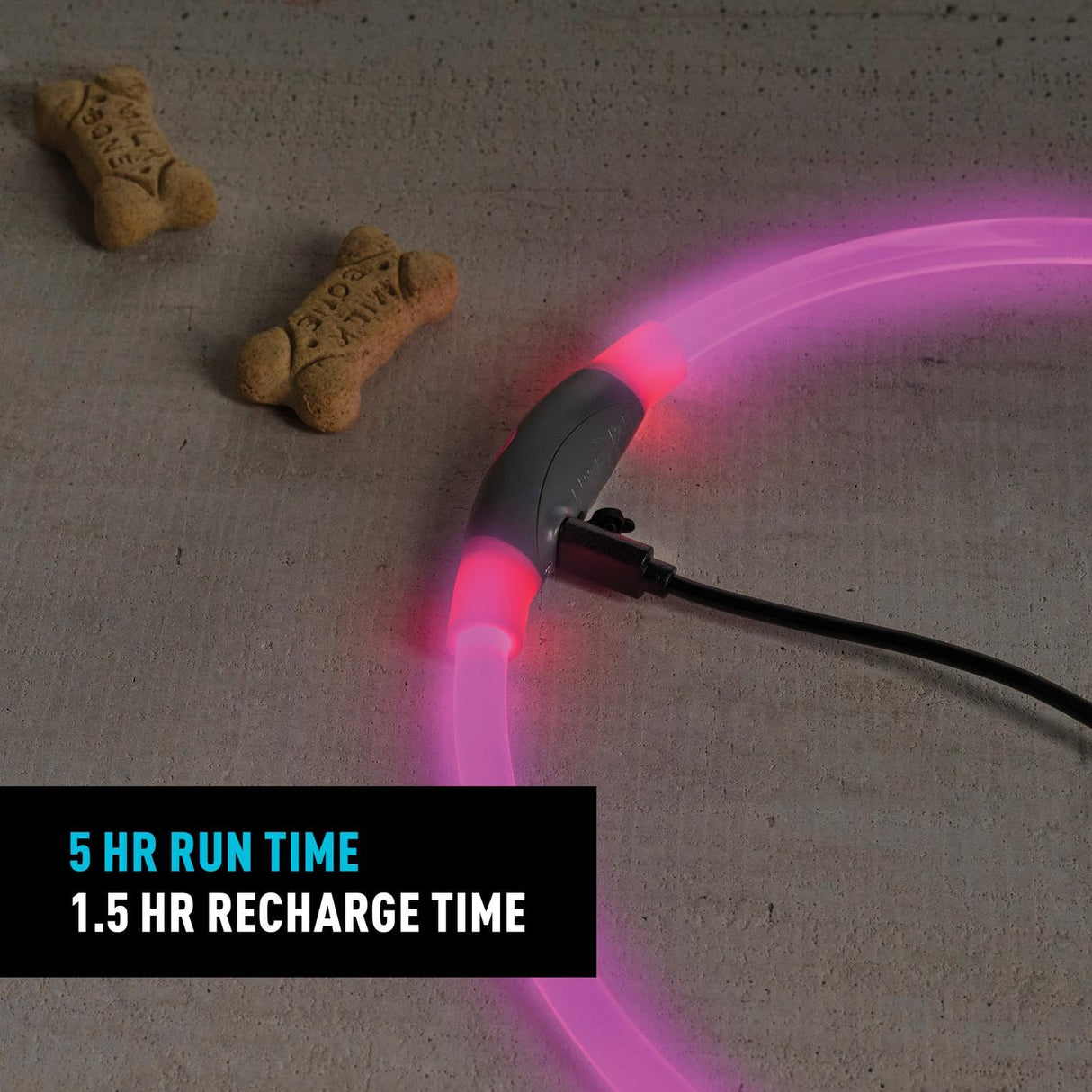 Nite Ize NiteHowl Rechargeable LED Safety Necklace - Dog Light for Dog-Walking Gear - Weather-Resistant Design - 5 Hours Runtime - Cut to Fit from 12” to 27” - Tie Dye Pink