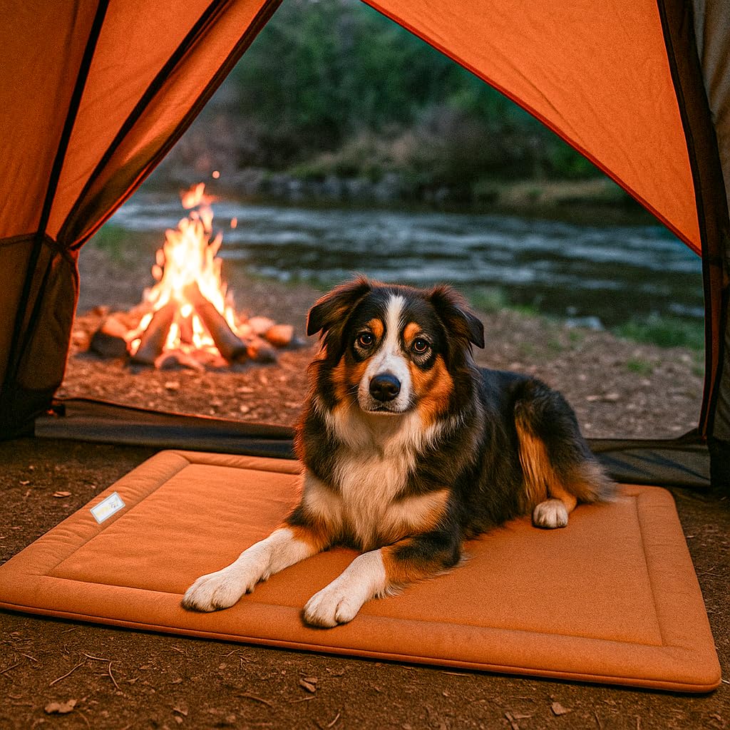 OllyDog Ridgeway Travel Bed, Outdoor Travel Dog Bed, Washable and Foldable, Great for Crates, Kennels and Outdoor Travel, Camping, Hiking, Backpacking (Chestnut)