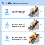 ZOMISIA Dog Stairs for Small Dogs - Pet Stairs for Couch and Bed, 35D Foam Dog Steps Ramp with Non-Slip Bottom Brown, 3 Steps