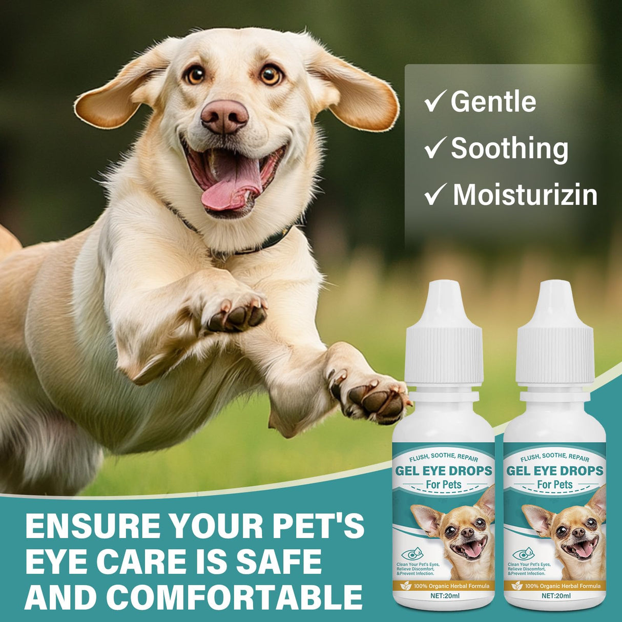 UQWUQW Cataract Drops for Dogs - Pet Gel Dog Eye Drops for Relieving Itching and Irritation, Removing Stains, Improving Vision - Safe for All Animals (40 ml)