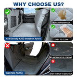 CarChic Dog Car Seat Cover for Back Seat - Waterproof Pet Hammock with Embedded Insert Door Protectors (XLarge for Crew Cab Truck with Fold‑Up Seat)