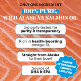 Wild Alaskan Salmon Oil, Omega-3 Fish Oil for Dogs and Cats, Fatty Acids, Salmon Oil for Dogs, Skin and Coat Health, Pure Dog Food Topper, Supports Joints, Brain & Heart Health - 16 oz