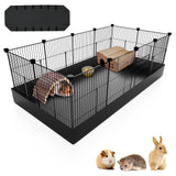 PAWING 12 Panels Small Animal Playpen with Waterproof Mat - Durable Metal Wire Yard Fence for Guinea Pigs, Kittens, Puppies, Hamsters, and Hedgehogs - Indoor & Outdoor Pet Cage