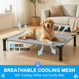 Elevated Dog Bed Raised Cooling Dog Cot for Large Dogs, Portable Indoor & Outdoor Pet Bed with No-Slip Feets Breathable Mesh Pet Bed for Camping Outdoor