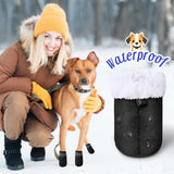 Weewooday 4 Sets 16 Pcs Waterproof Dog Shoes Rain Snow Boots Paw Protectors Breathable Dog Winter Boot Anti Slip Sock Shoe with Adjustable Drawstring for Pet(Black,Black,No. 2, 4x3.5cm)