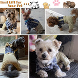 Pet Clothes Dog Shirts Classic Plaid Striped Overall Jumpsuit, Gentle Puppy Wedding Birthday Western Onesies Apparel, Fashion Daily Outfit with Bowtie for Dogs and Cats (X-Small, Khaki)