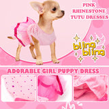 2-Pack Dog Dresses Cute Princess Dog Dress with Rhinestones Mesh Tutu Pet Outfit Puppy Clothes for Small Dog Girls Chihuahua Yorkie,Pink Black,Small