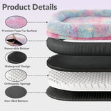 Human Dog Bed 71''Foldable for Adult Kids Faux Fur Washable Removable Giant Pet Bed with Present Blanket, Rainbow