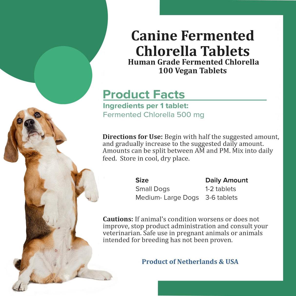 Holistic Bin Canine Fermented Chlorella Tablets | Plant-Based Supplements for Pets | Nutrient-Rich Dog Meal Toppers | Breath Freshener Treats Packed with Chlorophyll | Chlorella Tablets (100 Pieces)