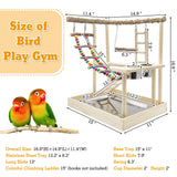 Hamiledyi Bird Playground Parrots Wood Perch Stand Cockatiel Playground Bird Play Gym Colours Climb Ladders Swing Chewing Toys with Parakeet Feeding Cups Exercise Activity Center for Lovebirds Conure