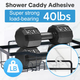 14 Pack Shower Caddy Adhesive Replacement, Strong Adhesive Hooks, Waterproof Shower Adhesive Strips, No Drilling, for Bathroom Storage Shelves and Kitchen Racks
