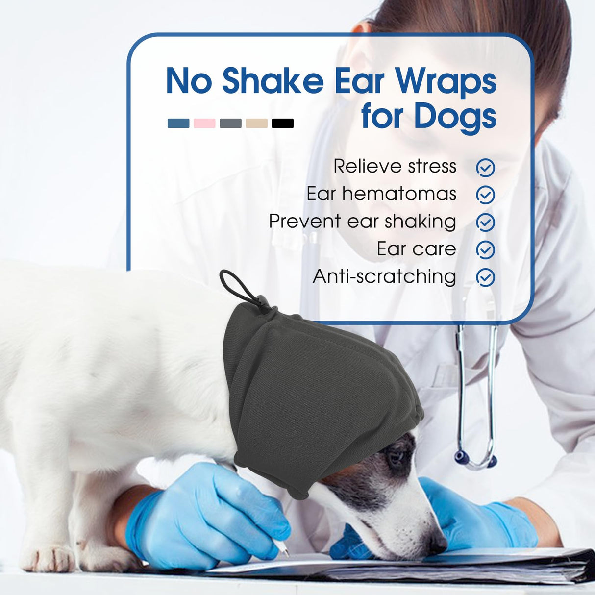 SUNFURA Dog Calming Hoodie, Dog Ear Muffs Noise Protection, Ear Wrap Hematoma for Dogs, Adjustable No Shake Head Cover Anxiety Relief, Grooming, Blow Drying, Fireworks, Thunderstorms, Grey S