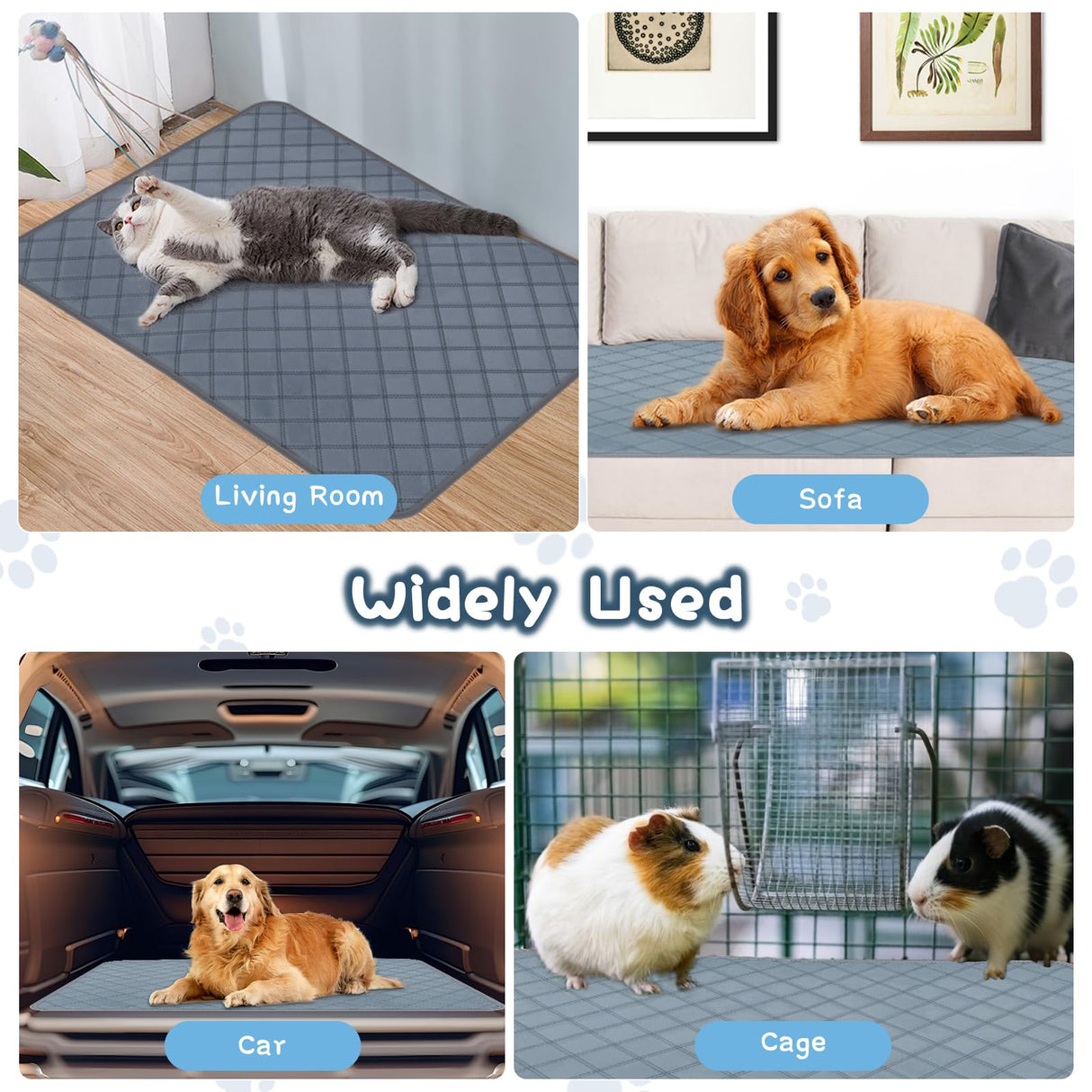 HOBBTREE 6 Packs Washable Guinea Pig Cage Liners, Waterproof Guinea Pig Pee Pads Reusable Absorbent Bedding Anti Slip Mats for Small Animals Bunny Rabbit Hamster (24 x 18in)